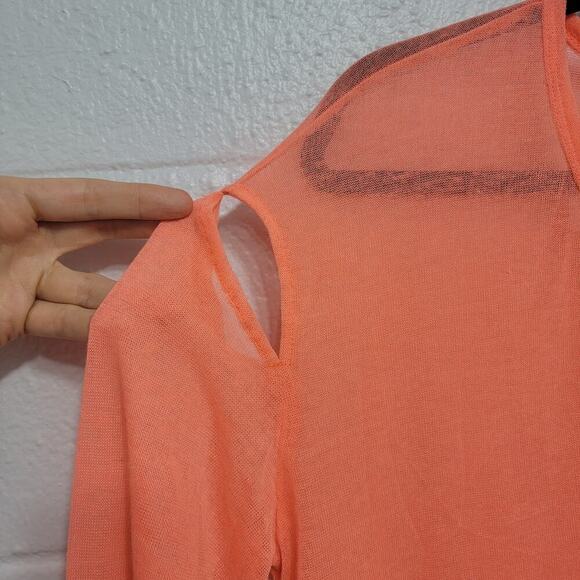 Neon Rave Scene Queen Cold Shoulder Sheer Knit Top - Picture 5 of 11